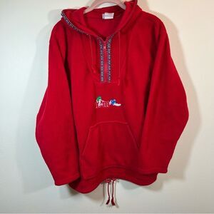 Vintage M&Ms Red Fleece Hoodie Quarter Zip Sweatshirt Large